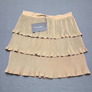 Pretty Little Thing Womens 3 Teir Skirt Sz 8 Beige Ruffle Coquette Fariy Romcom